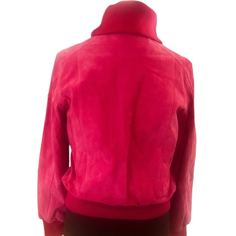 NWT NOS Cuero Pink Fuchsia Suede Bomber Jacket Vintage 2000 Medium - Picture 5 of 15